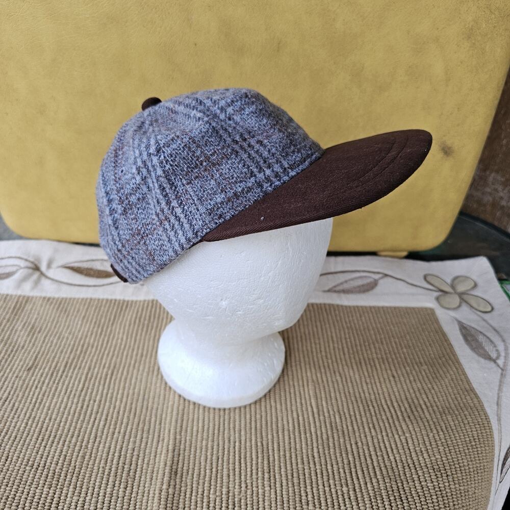 Youngan Baseball Hat Cap Plaid Italian Wool Blend Strap Back Tweed One Size